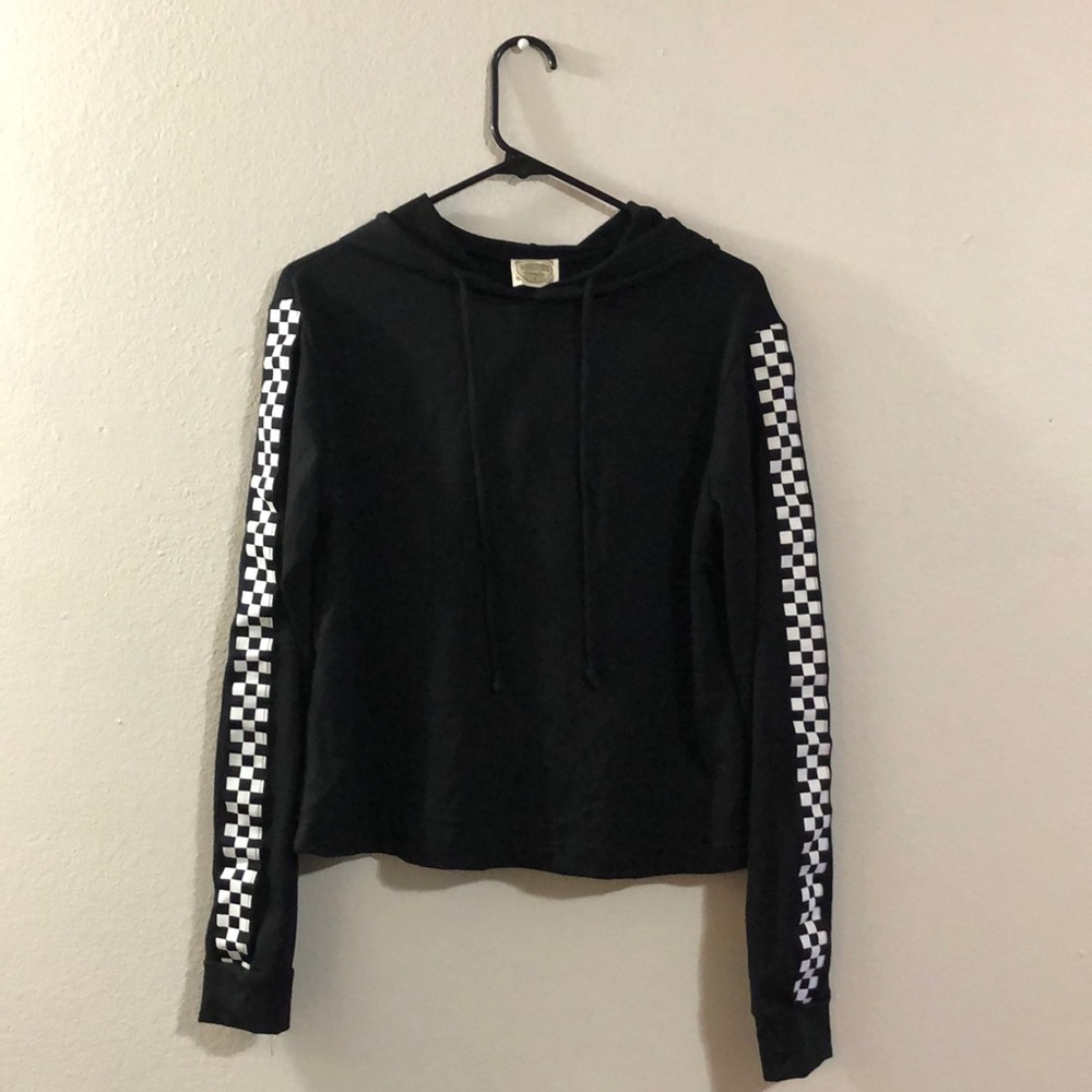black cropped hoodie